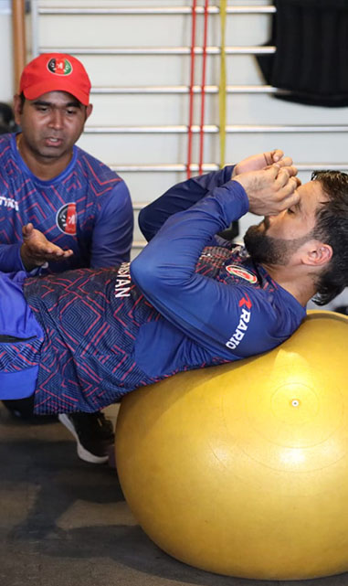 Rashid Khan doing exercise